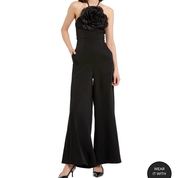 Mac Duggal Pants - Mac Duggal Black Floral Strapless Jumpsuit